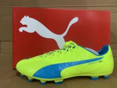 4 X BRAND NEW PUMA EVO SPEED YELLOW BLUE AND WHITE FOOTBALL BOOTS SIZE 11