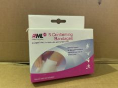 96 X BRAND NEW PACKS OF 5 CONFORMING BANDAGES