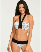 11 X BRAND NEW INDIVIDUALLY PACKAGED WHITE STRIPE UNDERWIRED HALTER BIKINI TOPS 32, 36E ETC