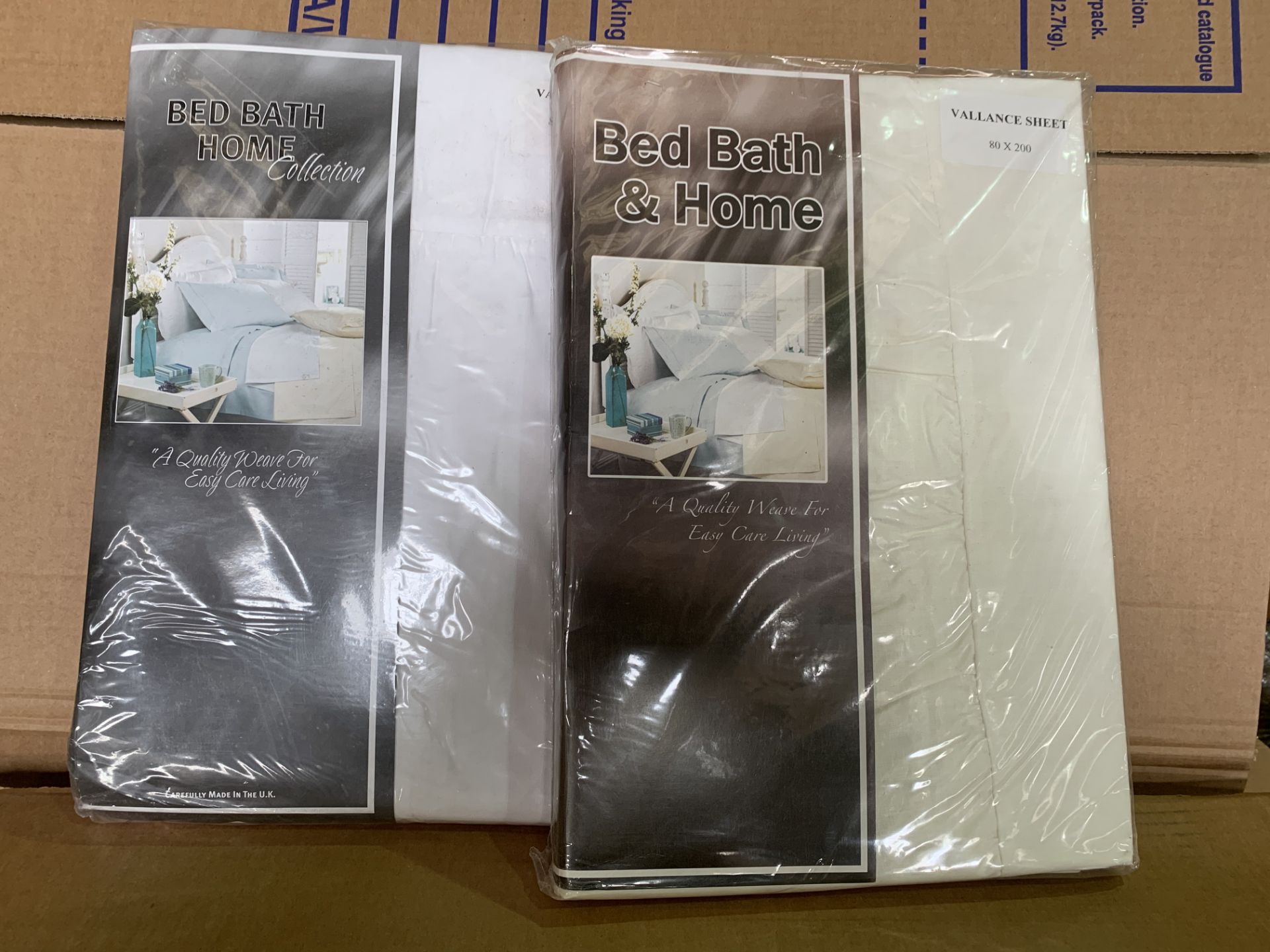 20 X BRAND NEW BED BATH AND HOME VALANCE SHEETS 80 X 200 (COLOURS MAY VARY BETWEEN CREAM AND WHITE