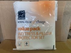 24 X BRAND NEW BOXED SNUG ESSENCE OF SLEEP MATTRESS AND PILLOW PROTECTOR SETS IN 3 BOXES SINGLE