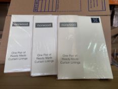 25 X BRAND NEW NORWOOD ONE PAIR OF READY MADE CURTAIN LININGS