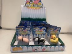 168 X NEW PACKAGED FARM FRIENDS LIGHT & SOUND NOVELTY KEYRINGS IN VARIOUS DESIGNS