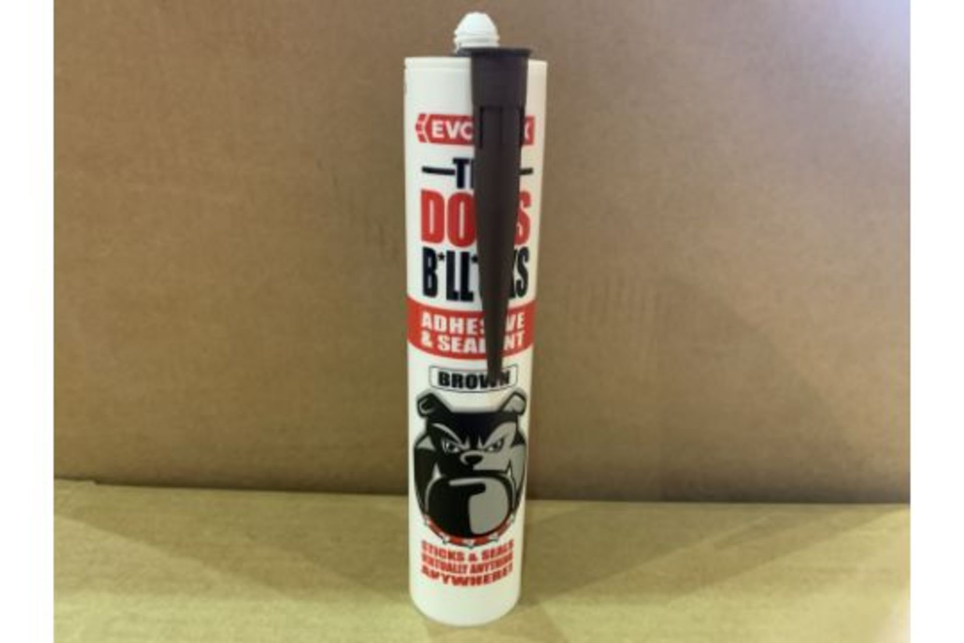 72 X BRAND NEW BOXED EVO-STIK THE DOGS B*LL*OCKS ADHESIVE AND SEALANT BROWN (PRODUCTION DATE