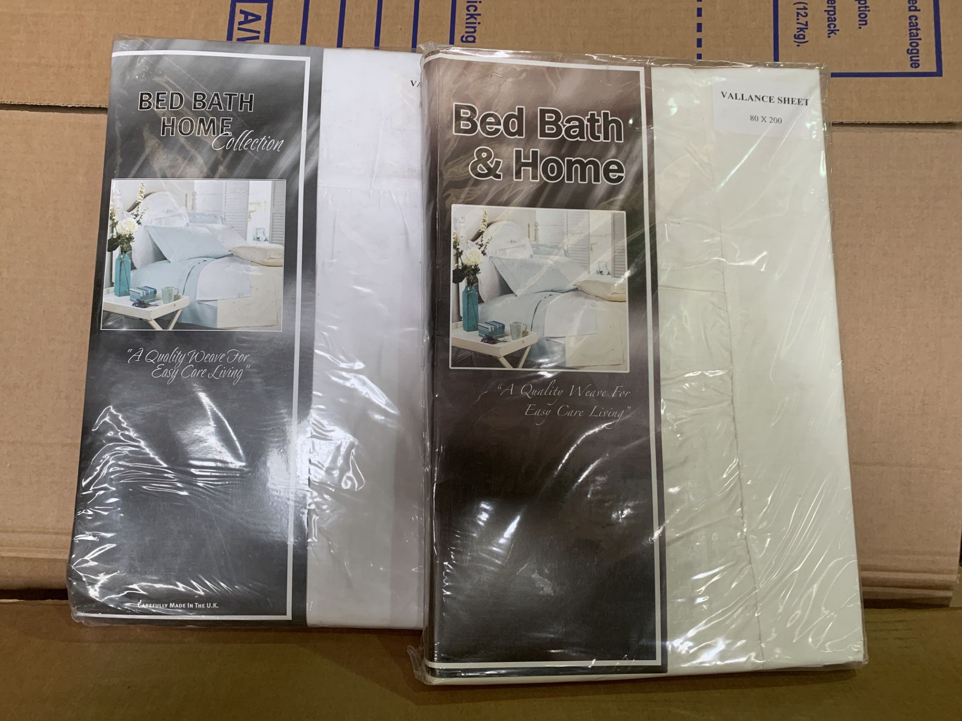 20 X BRAND NEW BED BATH AND HOME VALANCE SHEETS 80 X 200 (COLOURS MAY VARY BETWEEN CREAM AND WHITE