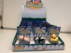 168 X NEW PACKAGED FARM FRIENDS LIGHT & SOUND NOVELTY KEYRINGS IN VARIOUS DESIGNS