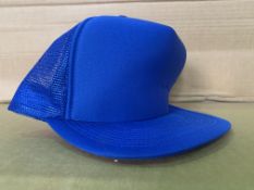 110 x NEW PACKAGED BLUE MESH STYLE BASSBALL CAPS