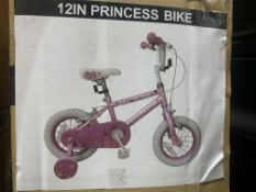 BOXED GIRLS 12 INCH PRINCESS BIKE WITH STABLISERS