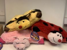 20 X NEW PACKAGED TRANSFORMING HUGGABLE PILLOWS - CUTE, COMFY & CUDDLY