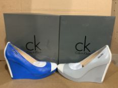 2 X BRAND NEW CALVIN KLEIN PATENT NAPPA SHOES (STYLES AND SIZES MAY VARY) (310/1)