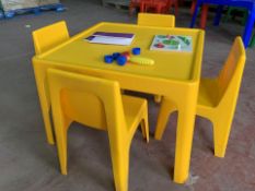 2 X BRAND NEW CHILDRENS YELLOW GARDEN SETS OF 1 TABLE AND 4 CHAIRS (941/1)