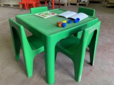 2 X BRAND NEW CHILDRENS GREEN GARDEN SETS OF 1 TABLE AND 4 CHAIRS (931/1)