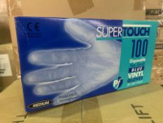 10 x BOXES OF 100 SUPER TOUCH BLUE VINYL POWDER FREE GLOVES SIZE MEDIUM (1738/1)