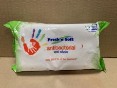 72 X BRAND NEW PACKS OF FRESH AND SOFT ANTIBACTERIAL WET WIPES (1558/1)