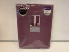 8 X NEW PACKAGED PAIRS OF THE ELEGANCE COLLECTION MELISSA PURPLE BLACKOUT CURTAINS SIZE: 90 X 90