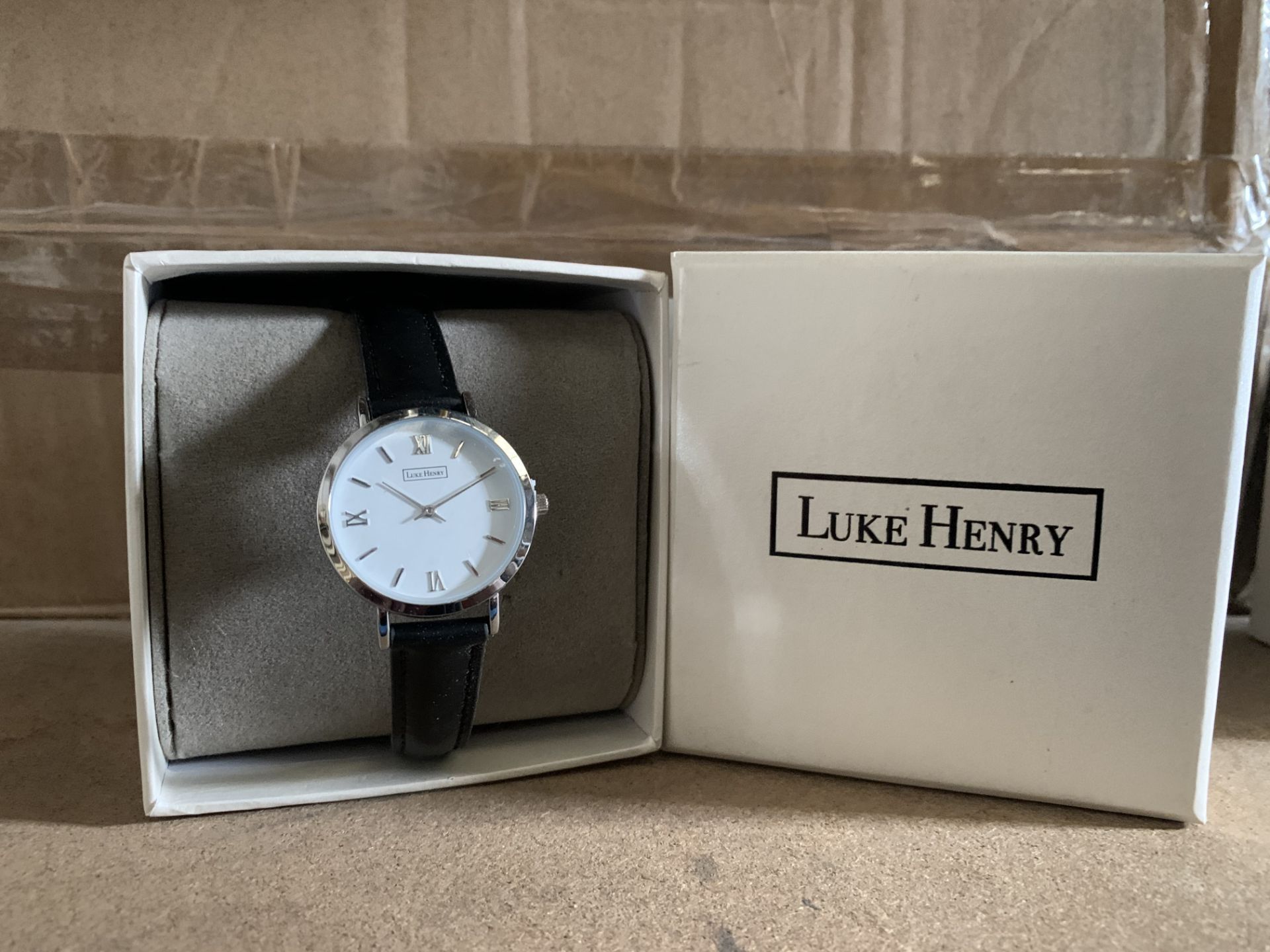 5 X BRAND NEW LUKE HENRY BROADWAY 32MM BLACK LEATHER WATCHES RRP £79 EACH (1456/1)