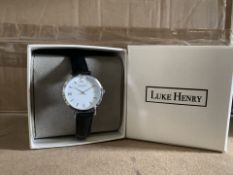 5 X BRAND NEW LUKE HENRY BROADWAY 32MM BLACK LEATHER WATCHES RRP £79 EACH (1457/1)