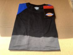 10 X BRAND NEW DICKIES BLACK/ROYAL BLUE TWO TONE T SHIRTS SIZE SMALL (1218/1)