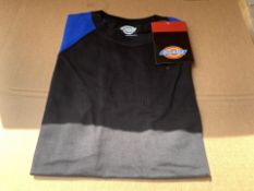 10 X BRAND NEW DICKIES BLACK/ROYAL BLUE TWO TONE T SHIRTS SIZE SMALL (1217/1)