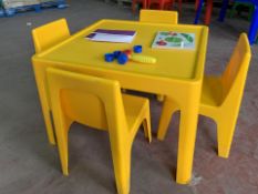 2 X BRAND NEW CHILDRENS YELLOW GARDEN SETS OF 1 TABLE AND 4 CHAIRS (940/1)