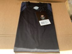 20 X BRAND NEW DICKIES NAVY/BLACK TWO TONE T SHIRTS SIZE SMALL (1220/1)