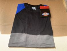 10 X BRAND NEW DICKIES BLACK/ROYAL BLUE TWO TONE T SHIRTS SIZE SMALL (1216/1)