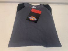 10 X BRAND NEW DICKIES GREY/BLACK TWO TONE T SHIRTS SIZE SMALL (1213/1)