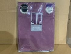 8 X NEW PACKAGED PAIRS OF THE ELEGANCE COLLECTION MELISSA PURPLE BLACKOUT CURTAINS SIZE: 90 X 90