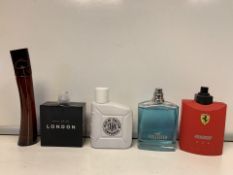 5 X PERFUMES/AFTERSHAVES 80-100% FULL INCLUDING FERRARI, PAUL SMITH, REPLAY ETC (1129/1)