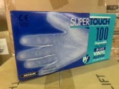 10 x BOXES OF 100 SUPER TOUCH BLUE VINYL POWDER FREE GLOVES SIZE MEDIUM (1739/1)