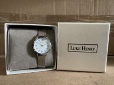 5 X BRAND NEW LUKE HENRY BROADWAY 32MM SILVER MESH WATCHES RRP £119 EACH (865/1)