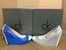 3 X BRAND NEW CALVIN KLEIN PATENT NAPPA SHOES (STYLES AND SIZES MAY VARY) (307/1)