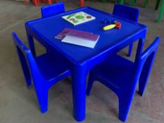 2 X BRAND NEW CHILDRENS BLUE GARDEN SETS OF 1 TABLE AND 4 CHAIRS (936/1)