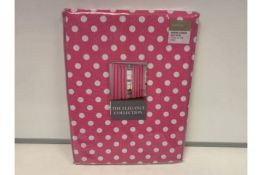 14 X NEW SEALED SETS OF THE ELEGANCE COLLECTION POLKA DOT PINK TAPE CURTAINS. SIZE: 46 x 54 INCH (