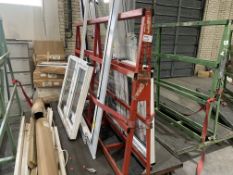 DOUBLE SIDED ACRA A FRAME WINDOW TROLLEY WITH WHEELS 245L X 170H X 120 INCLUDING CONTENTS 5 X DOUBLE