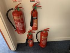 4 X ASORTED FIRE EXTINGUISHERS TO INCLUDE FOAM & CARBON DIOXIDE