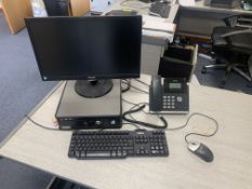 DELL PC WITH PHILLIPS MONITOR AND DELL KEYBOARD AND MOUSE AND YEO LINK PHONE