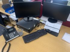 FUJITSU PC WITH PHILLIPS MONITOR X 2 AND DELL KEYBOARD AND MOUSE AND YEO LINK PHONE