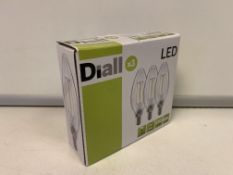 60 X NEW BOXED PACKS OF 3 DIALL LED FILAMENT 2W E14 LIGHT BULBS. 2W=25W