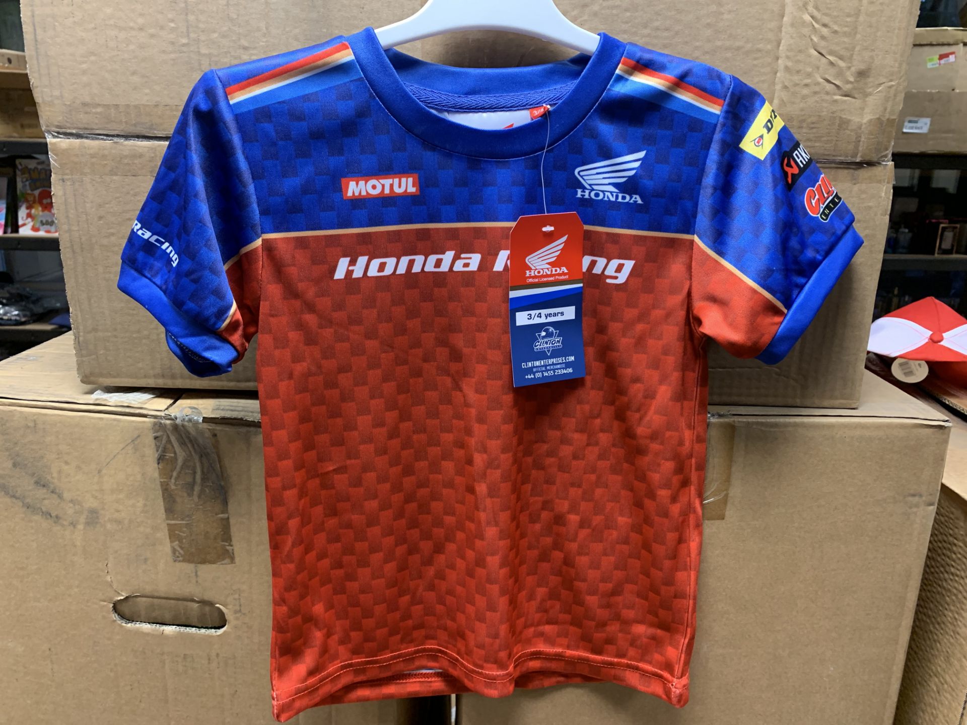 (NO VAT) 26 X BRAND NEW OFFICIAL HONDA ENDURANCE KIDS ALL OVER PRINTED T SHIRTS SIZE 3-4