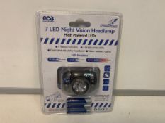 36 X NEW PACKAGED FALCON 7 LED NIGHT VISION HEADLAMP WITH HIGH POWERED LEDs