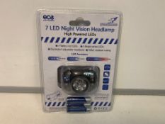 36 X NEW PACKAGED FALCON 7 LED NIGHT VISION HEADLAMP WITH HIGH POWERED LEDs