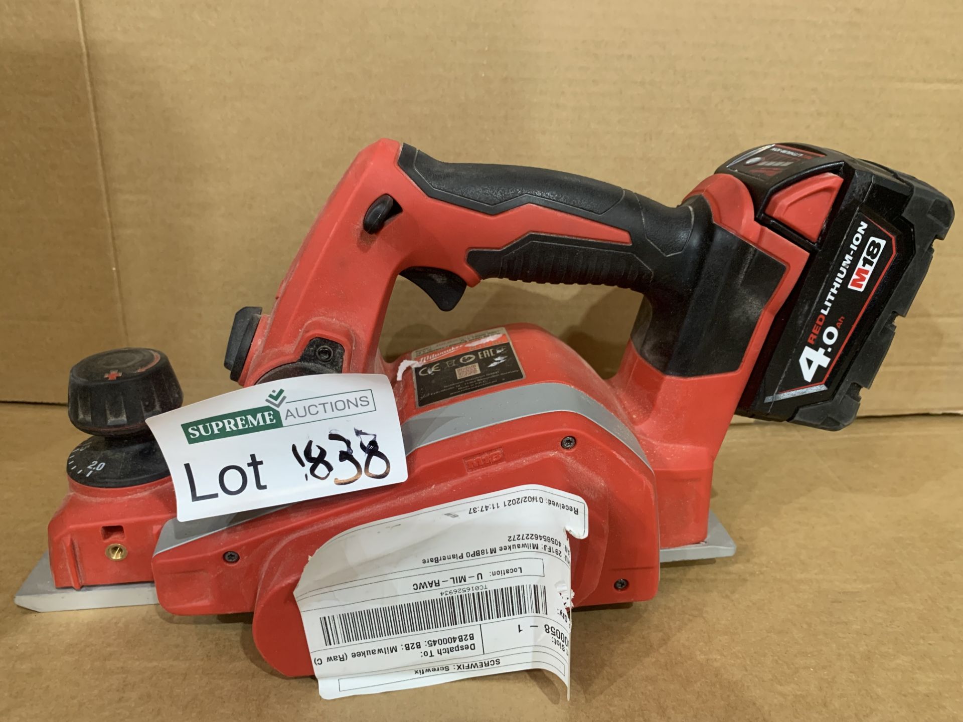 Milwaukee M18 BP-0 18V Li-Ion Cordless Planer COMES WITH BATTERY. UNCHECKED ITEM