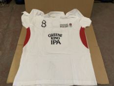 100 X BRAND NEW GREEN KING IPA OFFICIAL BEER OF ENGLAND RUGBY T SHIRTS