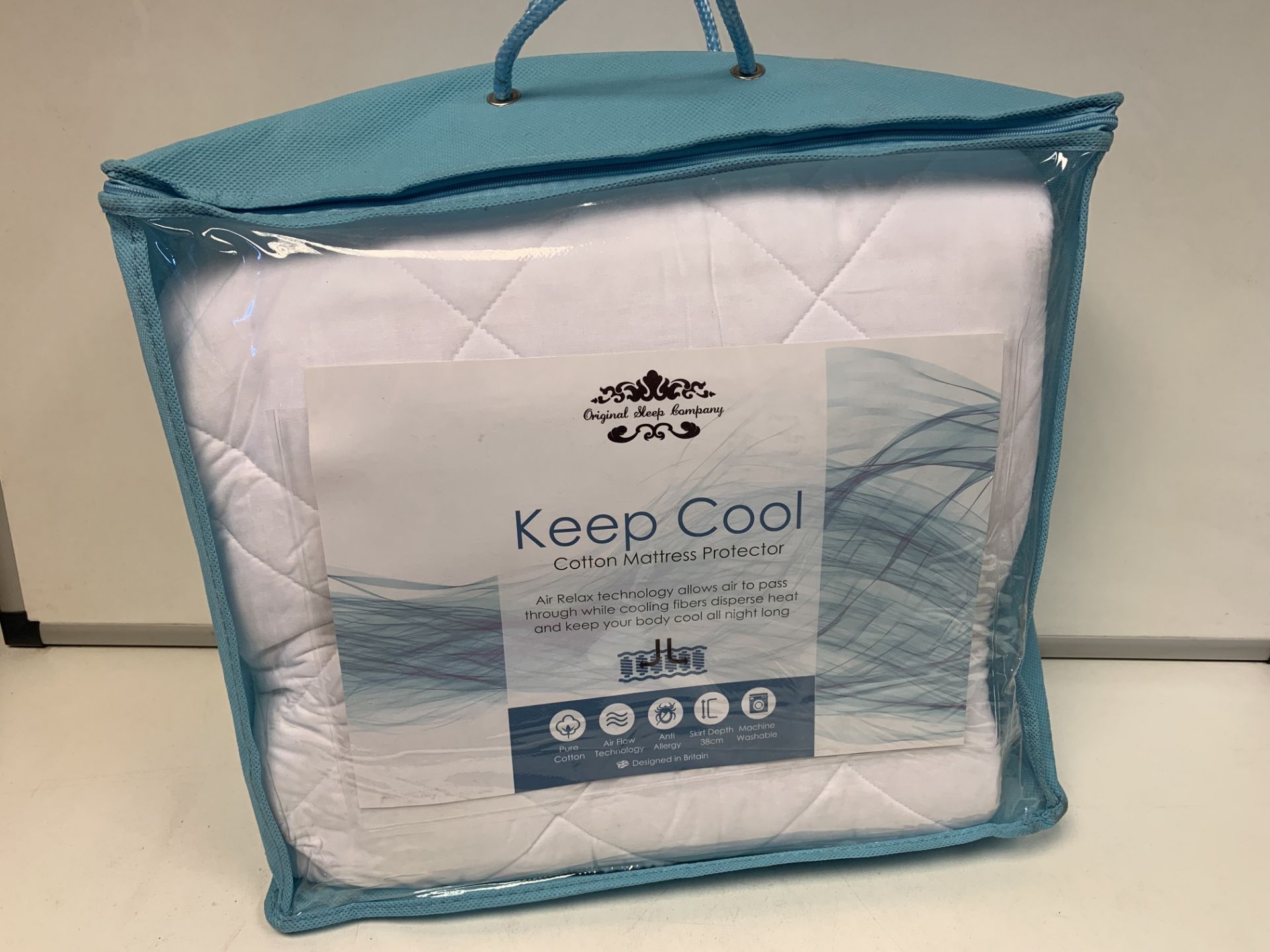 4 X NEW PACKAGED THE ORIGINAL SLEEP COMPANY KEEP COOL COTTON MATTRESS PROTECTORS - KING SIZE. RRP £