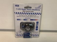 36 X NEW PACKAGED FALCON 7 LED NIGHT VISION HEADLAMP WITH HIGH POWERED LEDs