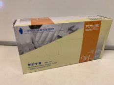 10 X BOXES OF WALLY PLASTIC DISPOSABLE VINYL GLOVES - CLEAR. SIZE LARGE. EXP: 12.02.2025