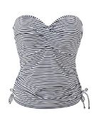 16 X BRAND NEW INDIVIDUALLY PACKAGED PANACHE BLACK AND WHITE ANYA STRIPE PADDED BANDEAU TANKINI TOPS