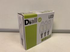 60 X NEW BOXED PACKS OF 3 DIALL LED FILAMENT 2W E14 LIGHT BULBS. 2W=25W