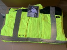 2 X BRAND NEW DICKIES HIGH VIZ WATERPROOF YELLOW/NAVY COVERALLS SIZE LARGE